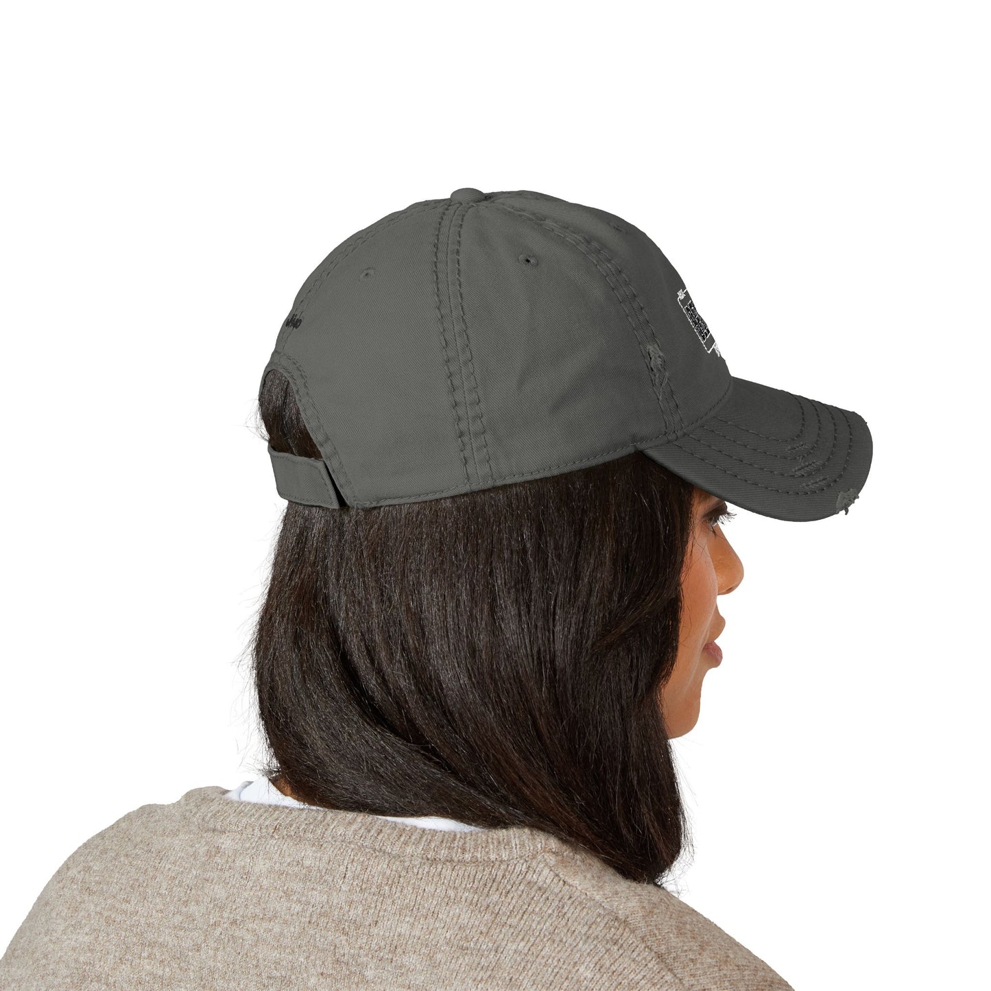 Distressed Cap Hat with Embroidery - Believe in Yourself