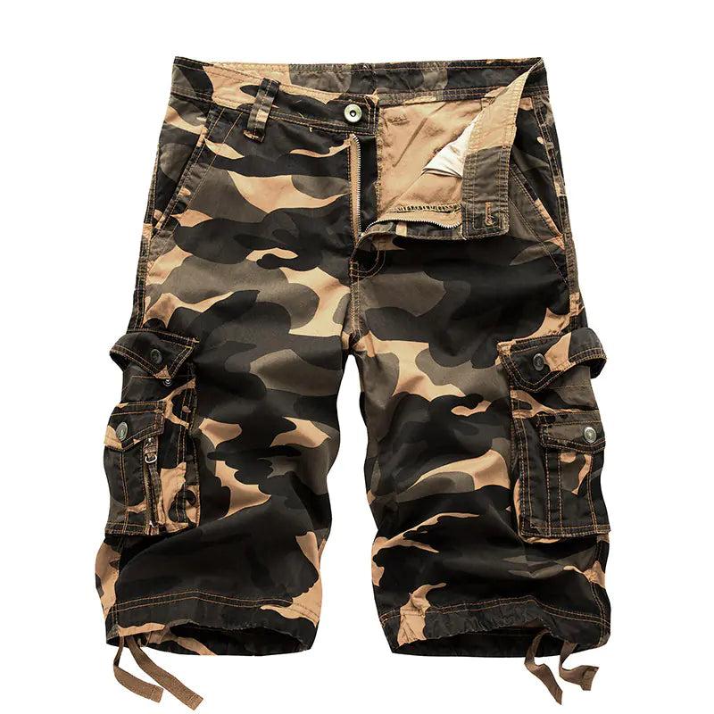 Men's Plus Size Camouflage Multi-pocket Overalls Shorts