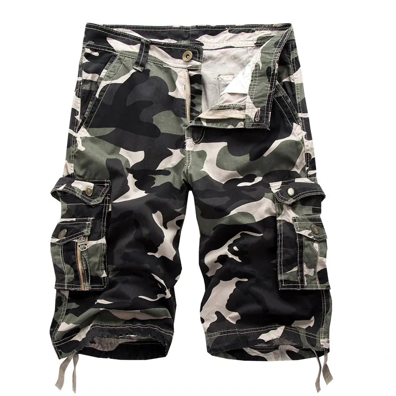 Men's Plus Size Camouflage Multi-pocket Overalls Shorts